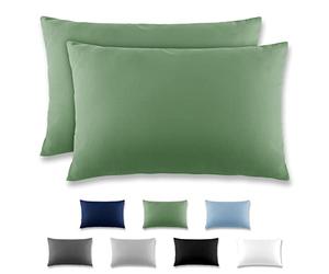 REDKEY Taie Oreiller 50x70 Herbe Verte - Lot de 2 Taies d'Oreillers 50 x 70 Carré en Microfibre Brossée, Housse Oreiller Coussin Oreiller avec sa Fermeture à Rabat (sans Fermeture Éclair)