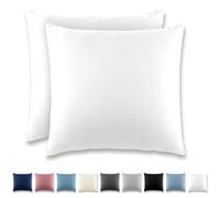 REDKEY Taie Oreiller 65x65 Blanc - Lot de 2 Taies d'Oreillers 65 x 65 Carré en Microfibre Brossée, Housse Oreiller Coussin Oreiller avec Fermeture Éclair
