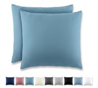 REDKEY Taie Oreiller 80x80 Bleu Eau - Lot de 2 Taies d'Oreillers 80 x 80 Carré en Microfibre Brossée, Housse Oreiller Coussin Oreiller avec Fermeture Éclair