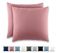 REDKEY Taie Oreiller 80x80 Lotusrosa - Lot de 2 Taies d'Oreillers 80 x 80 Carré en Microfibre Brossée, Housse Oreiller Coussin Oreiller avec Fermeture Éclair