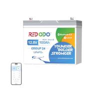 Redodo 12V 100Ah Group24 Batterie LiFePO4 avec Bluetooth Petite Batterie Lithium 1280Wh BMS 100A l'Arrêt en Cas de Basse Température pour Bateau RV Camionnettes Remorques Système Solaire