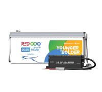 Redodo 24V 100Ah Batterie LiFePO4 Con Bluetooth + 24V 20A Chargeur | Protection Contre Basses Températures 4000-15000 Cycles Pour Camping-cars Stockage Solaire Navigation