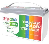Redodo Batterie Lithium 12V 100Ah,Batterie LiFePO4 Rechargeable,BMS 100A Intégré,4000-15000 Cycles Profond, pour Caravanes, Bateaux, Camping-Cars, Maison Solaire, Hors-Réseau