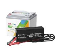 Redodo Batterie Lithium 12V 50Ah + Chargeur Batterie 12V 10A Énergie 640Wh BMS 50A 5 Heures pour Une Charge Complète pour Camping-Car Système Solaire Fourgon Aménagé Sondeur de Pêche