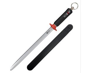 REDSALT® Premium fusil à aiguiser 30cm ovale micro fin saphir pour couteaux de haute qualité | HRC 65 acier chrome vanadium Solingen | Aiguiseur professionnel fusil à aiguiser manche ergonomique