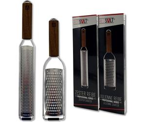 REDSALT® Premium Zester Julienne Set de râpes en acier inoxydable avec manche en bois | Râpe et râpe de cuisine pour citron gingembre carottes fromage | Râpe à parmesan gingembre râpe à citron fromage