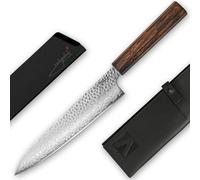 REDSALT® Professional Series GYUTO 牛刀 couteau de chef 21 cm en acier Damas 69 couches fabriqué à la main au Japon | à lame martelée en acier inoxydable Damas extra tranchant professionnel cuisine