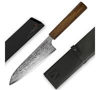 REDSALT® SANTOKU 三德 17cm SPG2 couteau universel professionnel en acier damassé fait main au Japon | HRC 62+, 65 couches lame damassée inoxydable | chef sushi viande