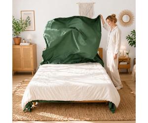 REDSSEN Ouverture 3 Côtés Changement Rapide (1 Personne, 2 Min) Housse de Couette 200x200cm Vert Olive | Microfibre Ultra-Fin + 2 Taies d’Oreiller 80x80cm