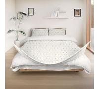 REDSSEN Parure de Housse de Couette 3 pièces | Fermeture éclair Double 3 côtés, Coton Bio 400TC, Rose Nuage, Douce pour la Peau (Pois, 200x200cm + Pillowcase 65 * 65)