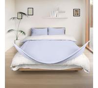 REDSSEN Parure de Housse de Couette 3 pièces | Fermeture éclair Double 3 côtés, Coton Bio 400TC, Rose Nuage, Douce pour la Peau (Bleu Nuage, 200x200cm + Pillowcase 65 * 65)