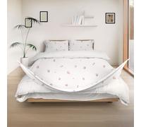REDSSEN Parure de Housse de Couette 3 pièces | Fermeture éclair Double 3 côtés, Coton Bio 400TC, Rose Nuage, Douce pour la Peau (Jardin de Roses, 200x200cm + Pillowcase 65 * 65)
