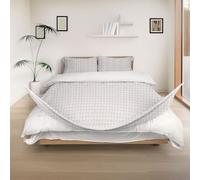 REDSSEN Parure de Housse de Couette 3 pièces | Fermeture éclair Double 3 côtés, Coton Bio 400TC, Rose Nuage, Douce pour la Peau (Carreaux, 200x200cm + Pillowcase 65 * 65)