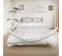 REDSSEN Parure de Housse de Couette 3 pièces | Fermeture éclair Double 3 côtés, Coton Bio 400TC, Rose Nuage, Douce pour la Peau (Grandes Fleurs Grises, 200x200cm + Pillowcase 80 * 80)