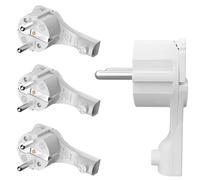 RedStar24 Lot de 4 fiches coudées Schuko - Extra plates - 250 V - 16 A - Fiche CEE 7/7 avec poignée rabattable et protection anti-torsion - Pour câbles jusqu'à 3 x 1,5 mm² - Blanc