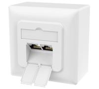RedStar24 Prise réseau universelle Cat6A avec 2 ports RJ45 - Prise LAN blindée 10 Gbit/s pour montage en saillie et encastré, compatible avec CAT7/CAT6/CAT5, compatible POE, blanc de signalisation,
