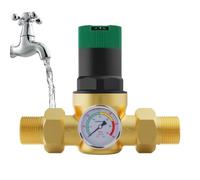 Réducteur de pression d'eau réglable haute pression avec jauge | Régulateur de pression d'eau pour camping-car, camping-car, remorque, voyage, camping, extérieur, jardin, maison