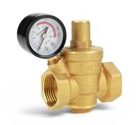 Réducteur de Pression Eau, Contrôle Précis Vanne Régulation Laiton DN25 Manomètre Intégré for Installation Domestique Salle de Bain Robinetterie Maison Rénovation Bâtiment Sanitaire