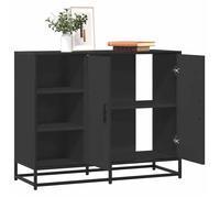 Réduction FR - Buffet Bas enfilade - Commode salon noir 92x35x76 cm - Aspect Bois d’ingénierie -504426