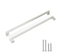 Redunest Lot de 2 poignées d'armoire carrées en nickel brossé de 35,7 cm - Poignées de porte d'armoire de cuisine, de tiroir, centres de trou de 352 mm