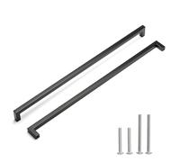 Redunest Lot de 20 poignées d'armoire carrées en acier inoxydable noir mat de 45,7 cm pour porte de cuisine, placard, tiroir, centres de trou de 458 mm