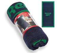 Reebok Prague Serviette de Bain Coton, Grande Serviette Douce et Absorbante, Séchage Rapide | Drap de Bain pour Homme et Femme | Idéale Salle de Bain, Sport, Piscine, Plage et Voyage, Bleu Marine/Vert