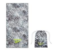 Reebok Sand Free Beach Towel | Serviette De Plage Microfibre Légère Compacte 90 X 180 Cm | Sac Inclus | Piscine Voyage Gym | Serviette De Plage Anti Sable Noir Gris Motif Moderne