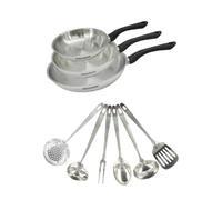 REF.9445250B88 Batterie 3 poêles inox 18/8 20/24/28 cm + 6 ustensiles inox