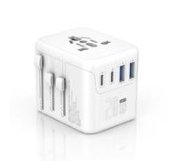 Refined Living Adaptateur de voyage universel avec 2 USB A et 2 USB C, adaptateur de prise international, adaptateur universel pour Angleterre, États-Unis, Japon, Thaïlande, Australie, idéal pour les