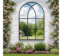 Reflix Miroir cintré, 75 x 120 cm, Miroir mural pour jardin et extérieur, style antique, miroir cintré gothique avec cadre en aluminium, pour couloir, salon, chambre à coucher, entrée, Noir