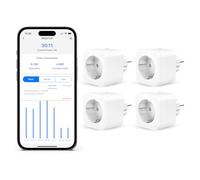 Refoss Prise Connectée WiFi avec Apple HomeKit - Intelligente, Programmable, Télécommande - Mesure de Consommation Électrique, Minuteur - Compatible Alexa et Google Home - Type F, 4 Pièces