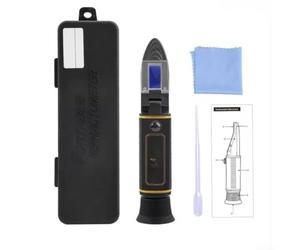 Réfractomètre Double Échelle Jus Haricot pour brix Réfractomètre | Double échelle 0-25% soja, 0-32% sucre, compensation auto température, pour optique claire, calibration eau distillée