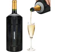 Refroidisseur à vin avec couvercle, 750 ml, en acier inoxydable à double paroi, portable, noir