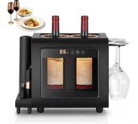 Refroidisseur à vin électrique thermoélectrique 2 bouteilles 8-18 °C avec bouchon à vide et 2 verres, silencieux, idéal le vin rouge, blanc et le champagne, à la maison ou au bureau.