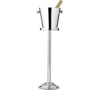 Refroidisseur à vin Valencia avec support (H 83 cm, Ø 22 cm), en acier inoxydable hautement poli, à double paroi, martelé, avec 2 poignées, pour 1 bouteille – refroidisseur à champagne, refroidisseur 