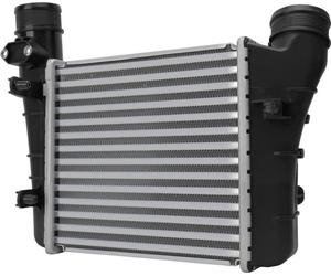 Refroidisseur d'air de suralimentation, ailettes de refroidissement soudées, aluminium, 220 x 217 mm, HELLA, pour AUDI A4, entre autres
