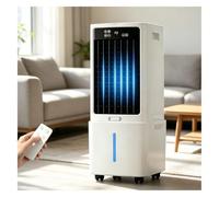 Refroidisseur d'air par évaporation avec réservoir d'eau amovible de 12 L, ventilateur de refroidissement portable à 3 vitesses et 3 modes, minuterie de 12 heures, large oscillation, télécommande