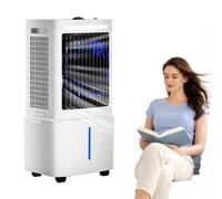 Refroidisseur d'air par évaporation avec réservoir d'eau amovible de 25 L, ventilateur portable à 3 vitesses et 3 modes, minuterie de 12 heures, oscillation large, télécommande, refroidisseur
