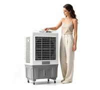 Refroidisseur d'air par évaporation commercial, refroidisseur de marais industriel avec flux d'air à 3 vitesses, roulettes roulantes portables, réservoir d'eau de grande capacité