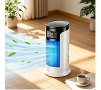 Refroidisseur d'air portable, 6 Vitesses, 300ML, Minuterie 1-6H, LED 7 Couleurs, Mini Climatiseur, Ventilateur pour Bureau Chambre