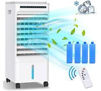 Refroidisseur d'air Portable, purificateur de Ventilateur de climatiseur Mobile, humidificateur avec Roues Double réservoir d'eau de 5 L, 3 Modes, 3 Vitesses, télécommande