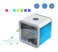 Refroidisseur d'air portable - PZCC - Mini climatiseur mobile - Humidificateur - Purificateur - 7 lumières LED - 750 ml