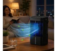 Refroidisseur d'air Portable, Refroidisseur d'air par évaporation à 3 Vitesses avec réservoir de 1200 ML, Bureau Personnel Ultra Silencieux, minuterie 2H/4H, lumière 7 Couleurs, Mini