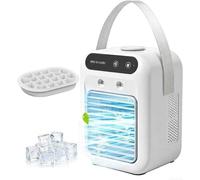 Refroidisseur d'air portable | Refroidisseur d'eau rechargeable par USB | Léger et silencieux | Idéal pour le bureau, la voiture ou les voyages (1 pièce) (portable + bac à glaçons)