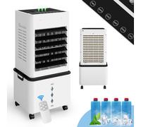 Refroidisseur d'air Puluomis 10 L avec 3 buses de pulvérisation et éclairage LED, ventilateur 3-en-1 avec télécommande, 3 modes, 6 vitesses, minuterie 24 h, climatiseurs portables
