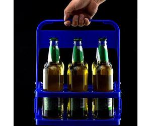 Refroidisseur de bière portable pour 6 bouteilles ; porte-gobelets pliable ; support pour verres à fabriquer soi-même (bleu)