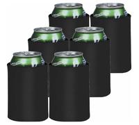 Refroidisseur de canettes - 6 pièces, Noir housse manchon bière garde boissons gazeuses/bière au frais - Couleur noir Étiquette