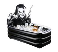 Refroidisseur Gonflable Halloween - Seau à Glace de Coffre à Crâne de 35 pouces | Party Decor Porte-gobelet avec Capacité et Squelette | Intérieur Extérieur Jardin Patio Refroidisseur de Piscine