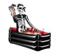 Refroidisseur Gonflable Halloween - Seau à Glace de Coffre à Crâne de 35 pouces | Party Decor Porte-gobelet avec Capacité et Squelette | Intérieur Extérieur Jardin Patio Refroidisseur de Piscine