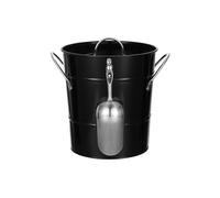 Refroidisseur isolé de vin de Champagne de seau à Seau à glace en acier inoxydable avec couvercle, for Bar de fête, Portable, for Champagne, bière, granulés haute couleur, baignoire boissons(Black)